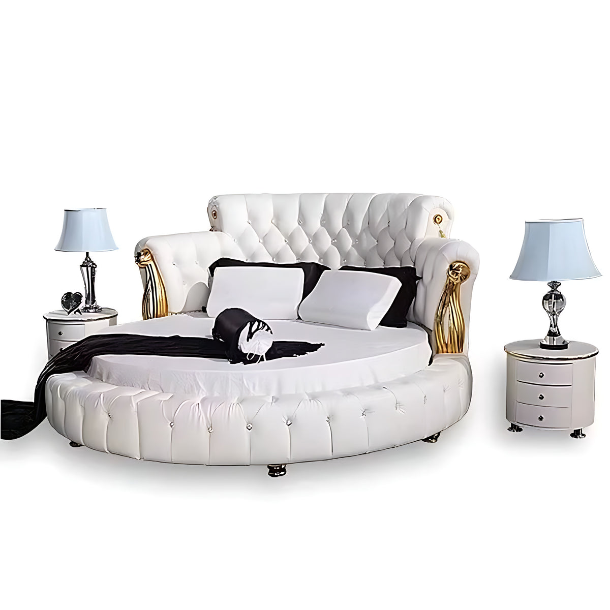 European Style Leather Round Bed / Ruchi