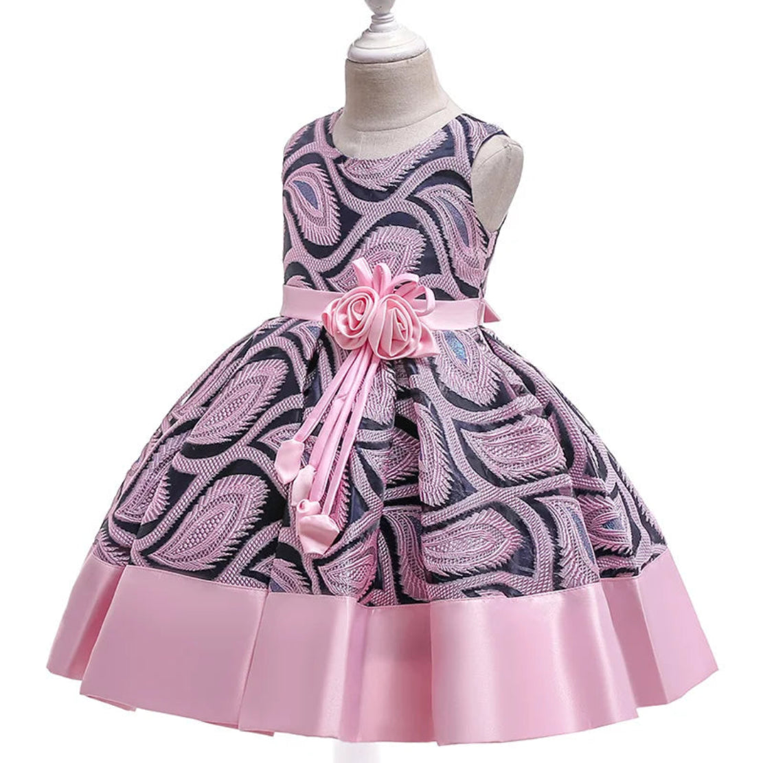 Sleeveless Floral Design Polyester Girl Kids Dress / Ruchi
