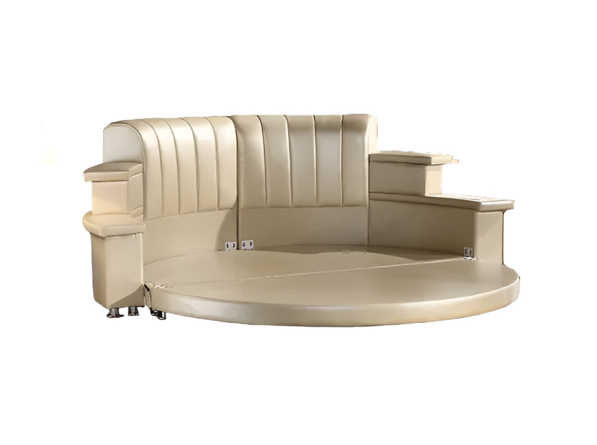 Multifunctional Leather Round Bed With LED Lights / Ruchi