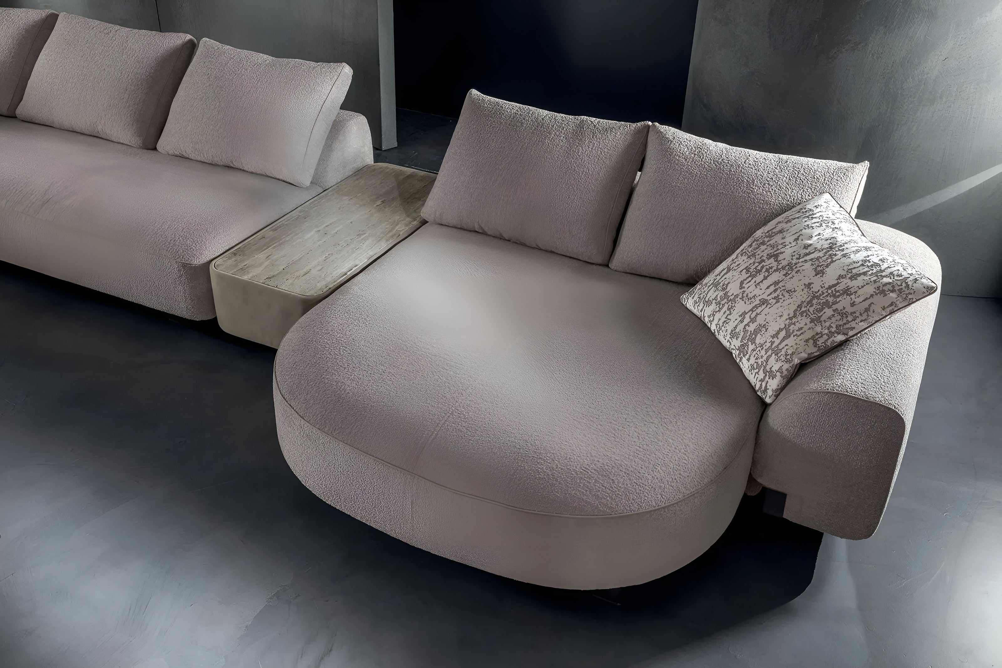 L-Shaped Sectional Sofa With Boucle Fabric Upholstery / Ruchi