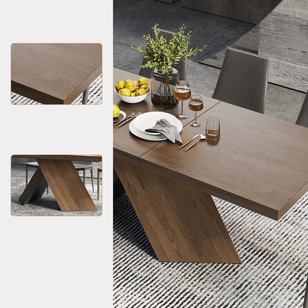 Rectangular Extendable Wooden Dining Table Set For 6