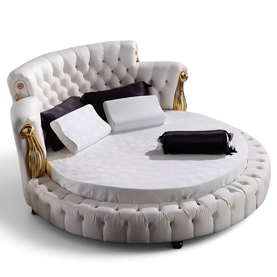 European Style Leather Round Bed / Ruchi