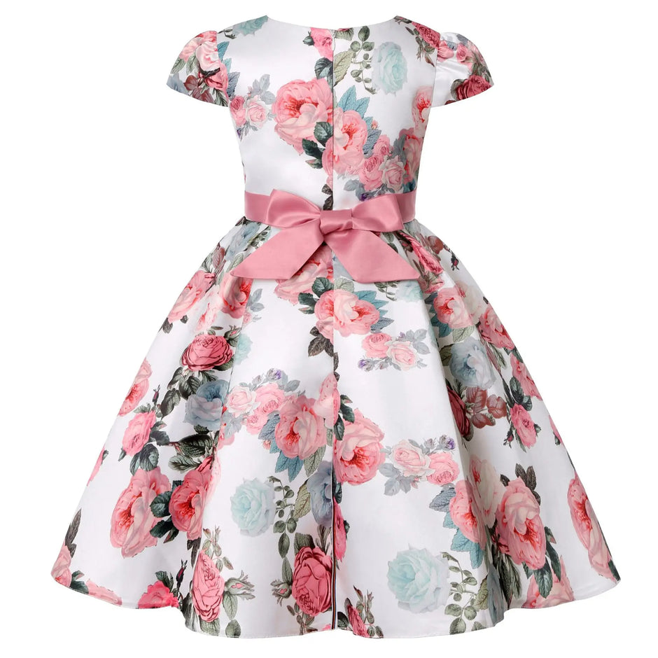 Sleeveless Floral Design Polyester Girl Kids Dress / Ruchi