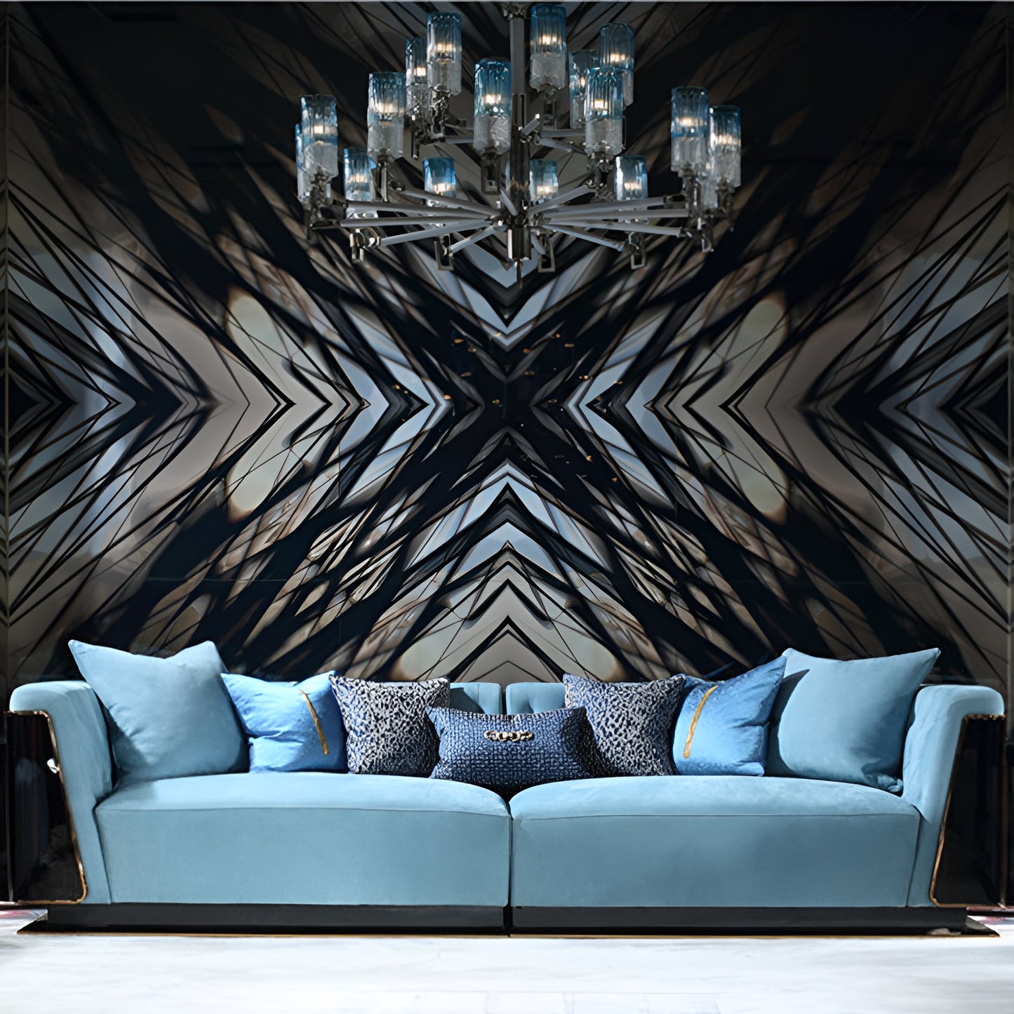 Modern Glossy Velvet Fabric Sofa Set