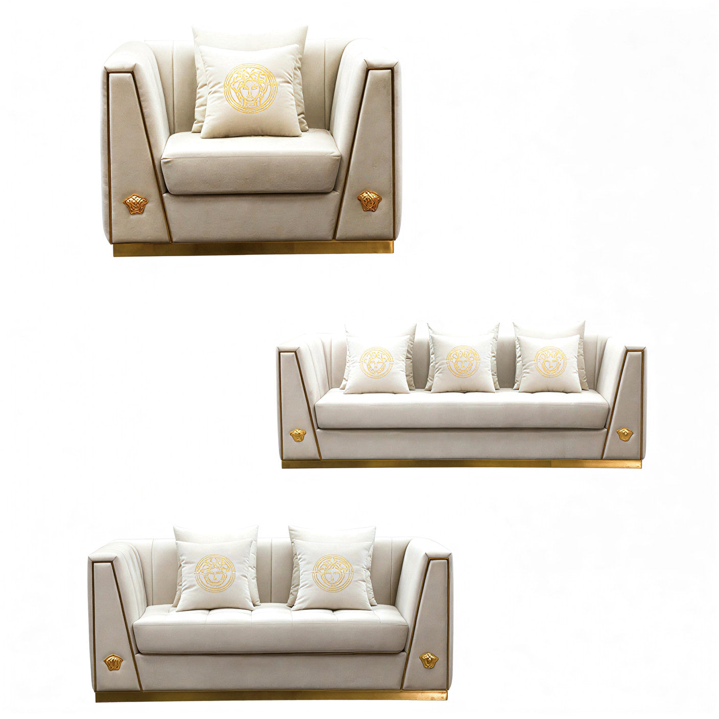 Royal Comfort Logo Designed 1-2-3 Fabric Sofa Set