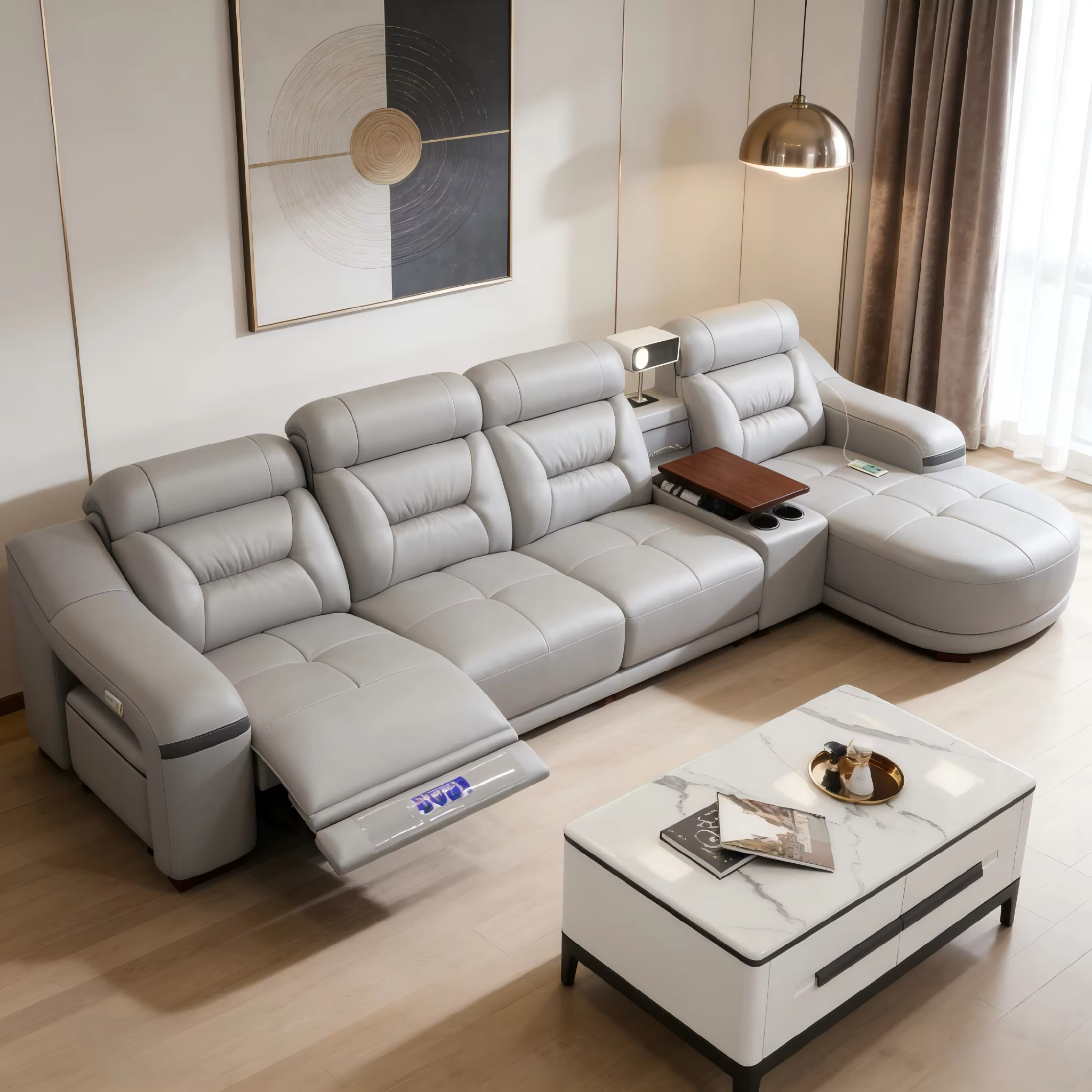 Comfy Electric Reclining Leather Sofa