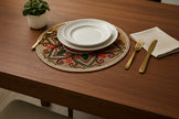 Handcrafted Multicolor Floral Beaded Round Placemat / Ruchi