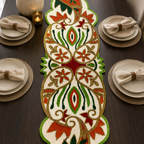 Handmade Paisley Beaded Table Runner / Ruchi