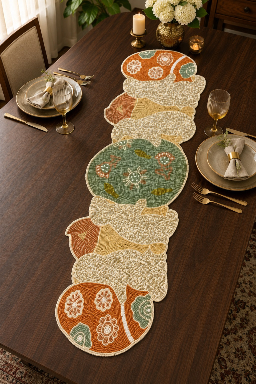 Handwoven Meticulously Crafted Beaded Runner / Ruchi