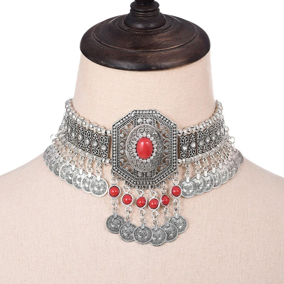 Octagonal Crystal Beaded Choker Necklace