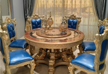 European Round Wooden Dining Table Set For 6 / Ruchi