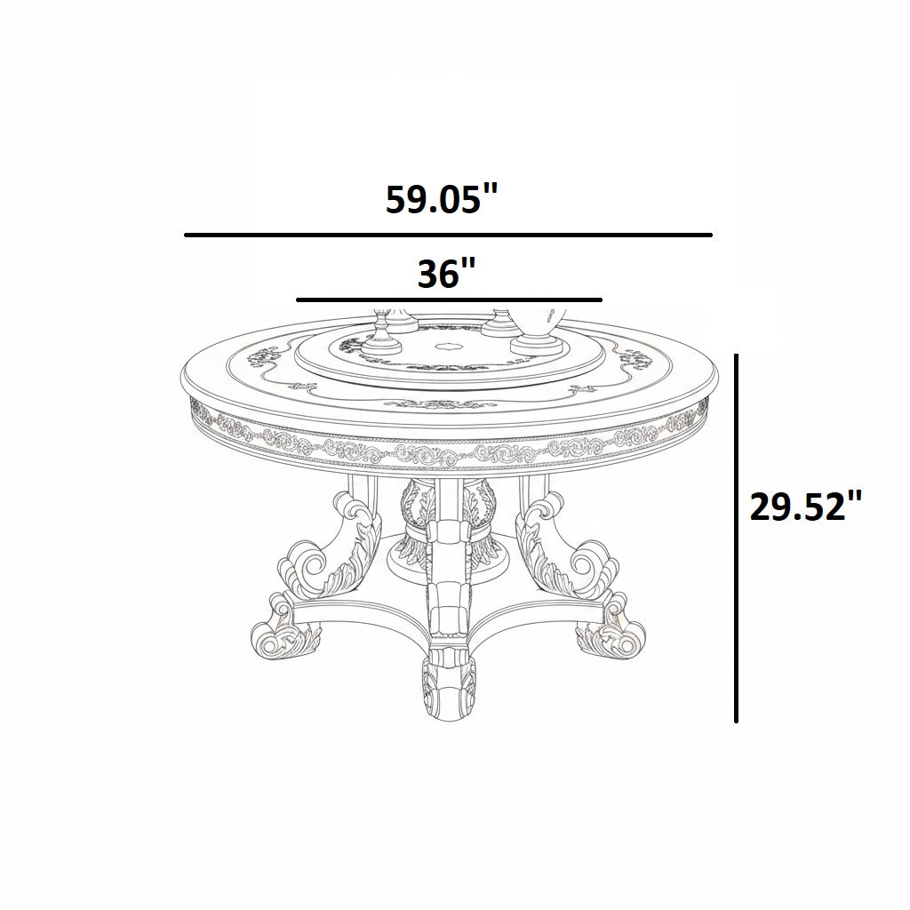 European Round Wooden Dining Table Set For 6
