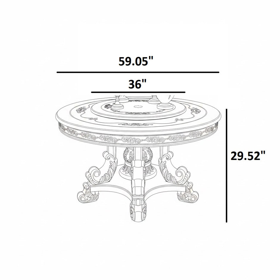 European Round Wooden Dining Table Set For 6