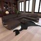 Contemporary Diamond Design Backrest LED Ensemble Leather Sectional Sofa / Ruchi