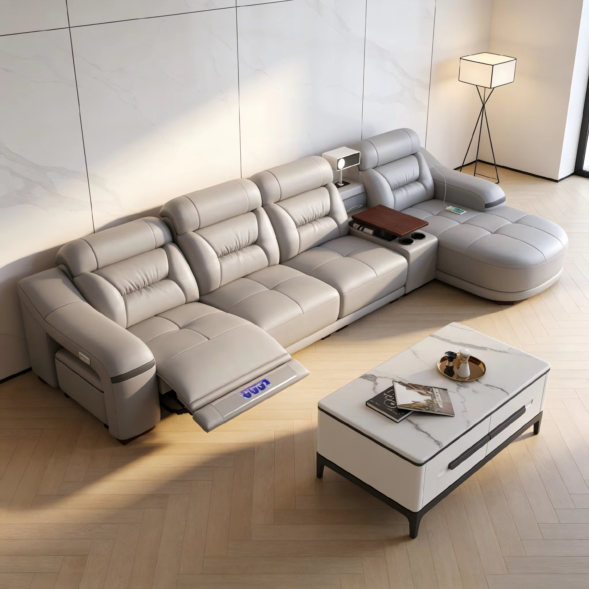 Comfy Electric Reclining Leather Sofa
