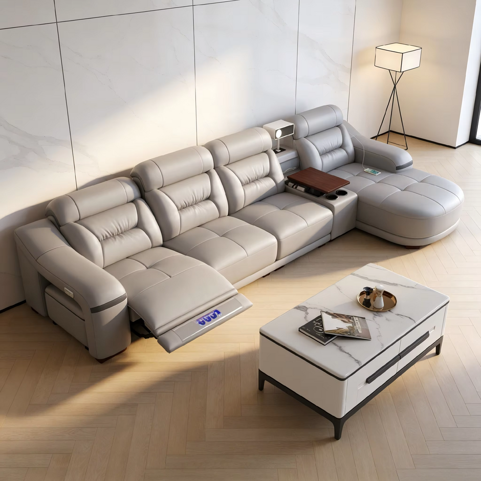 Comfy Electric Reclining Leather Sofa