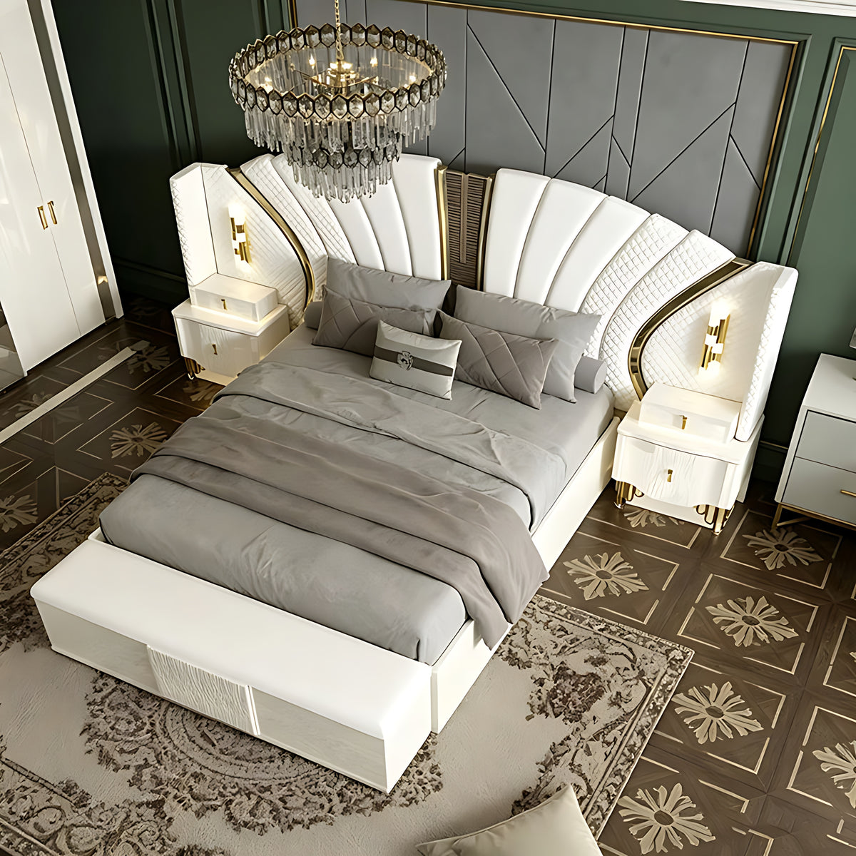 Modern Leather Upholstered Bedroom Set / Ruchi