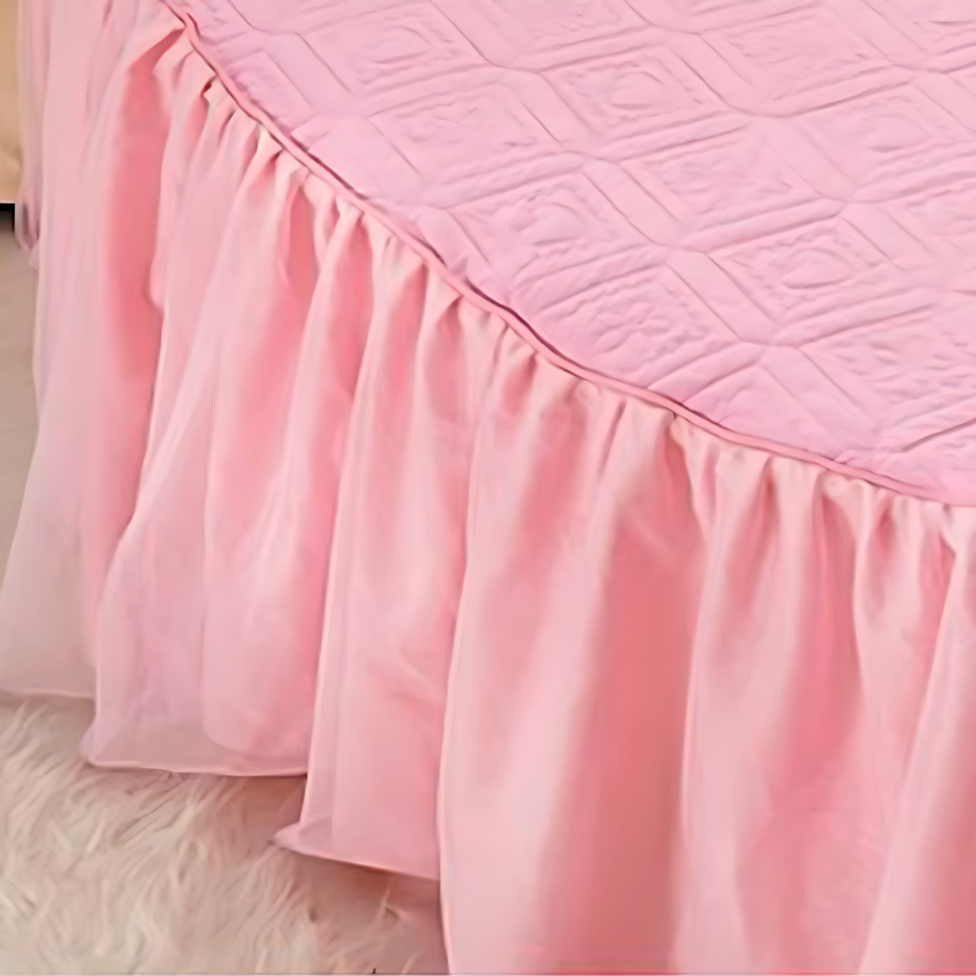 Cotton Round Bedsheet Skirt And Pillowcases / Ruchi