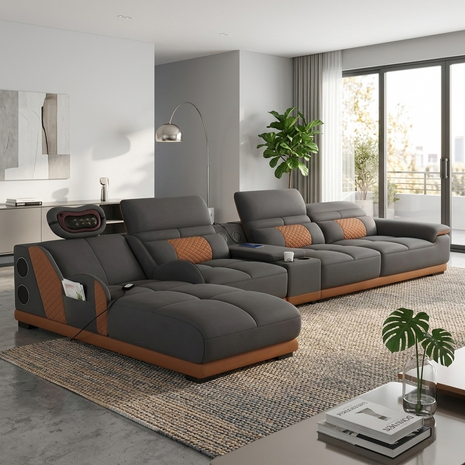 Head Massager Leather Sectional Sofa / Ruchi