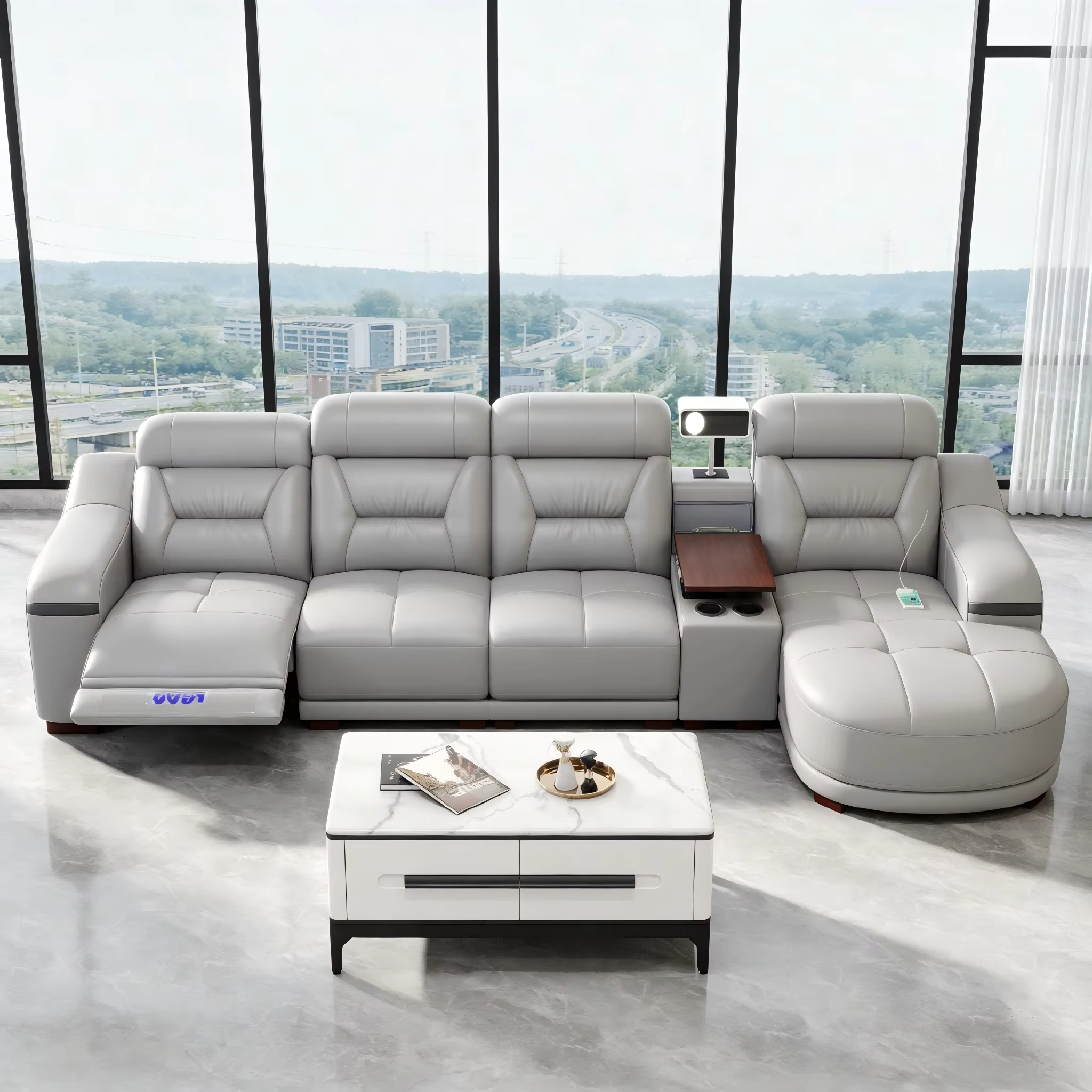 Comfy Electric Reclining Leather Sofa