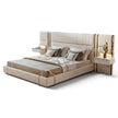 Modern Leather Platform Bed With Headboard