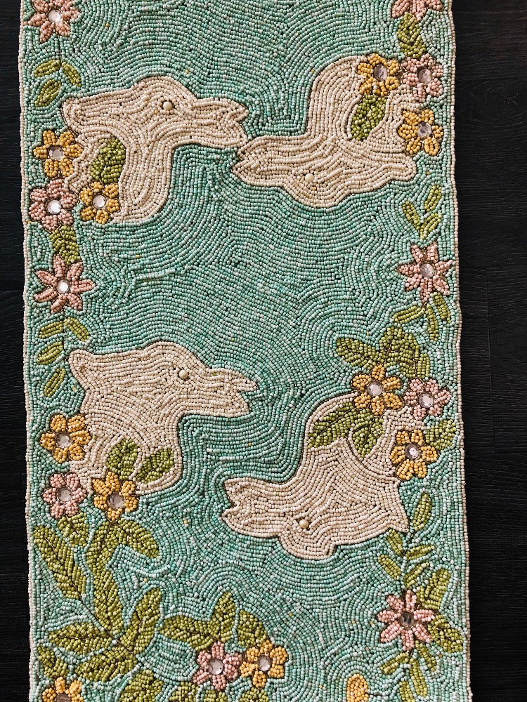 Multicolor Beaded Embroidered Table Runner/ Ruchi