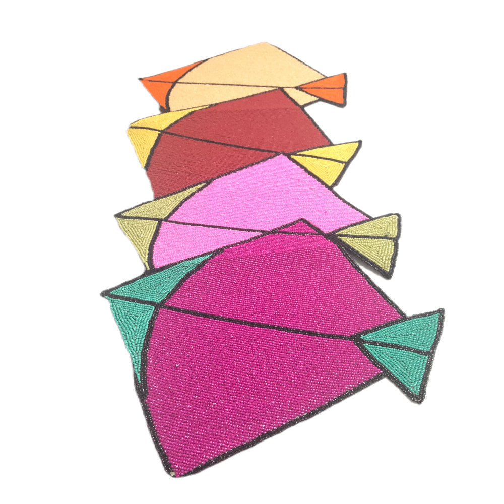 Colorful Kite Embroidered Beaded Runner / Ruchi
