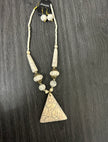 White Coral Beaded Necklace And Earrings Set / Ruchi
