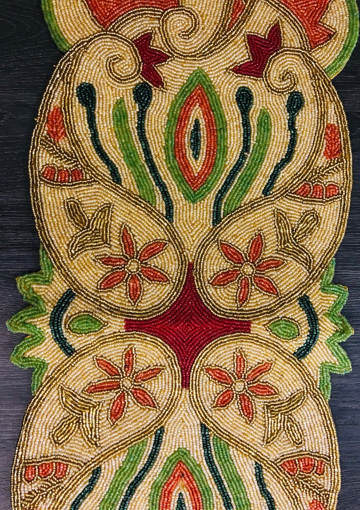 Colorful Paisley Beaded Table Runner / Ruchi