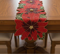 Red Green Beaded Floral Runner