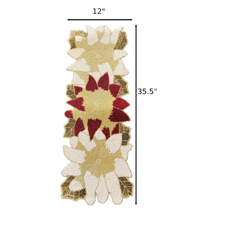 Multicolor Leaf Pattern Beaded Runner / Ruchi