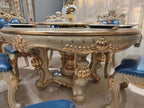 European Round Wooden Dining Table Set For 6