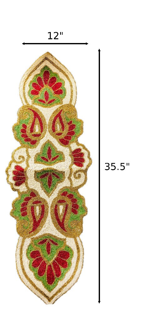 Marvelous Floral Patch Cutwork Beaded Table Runner / Ruchi