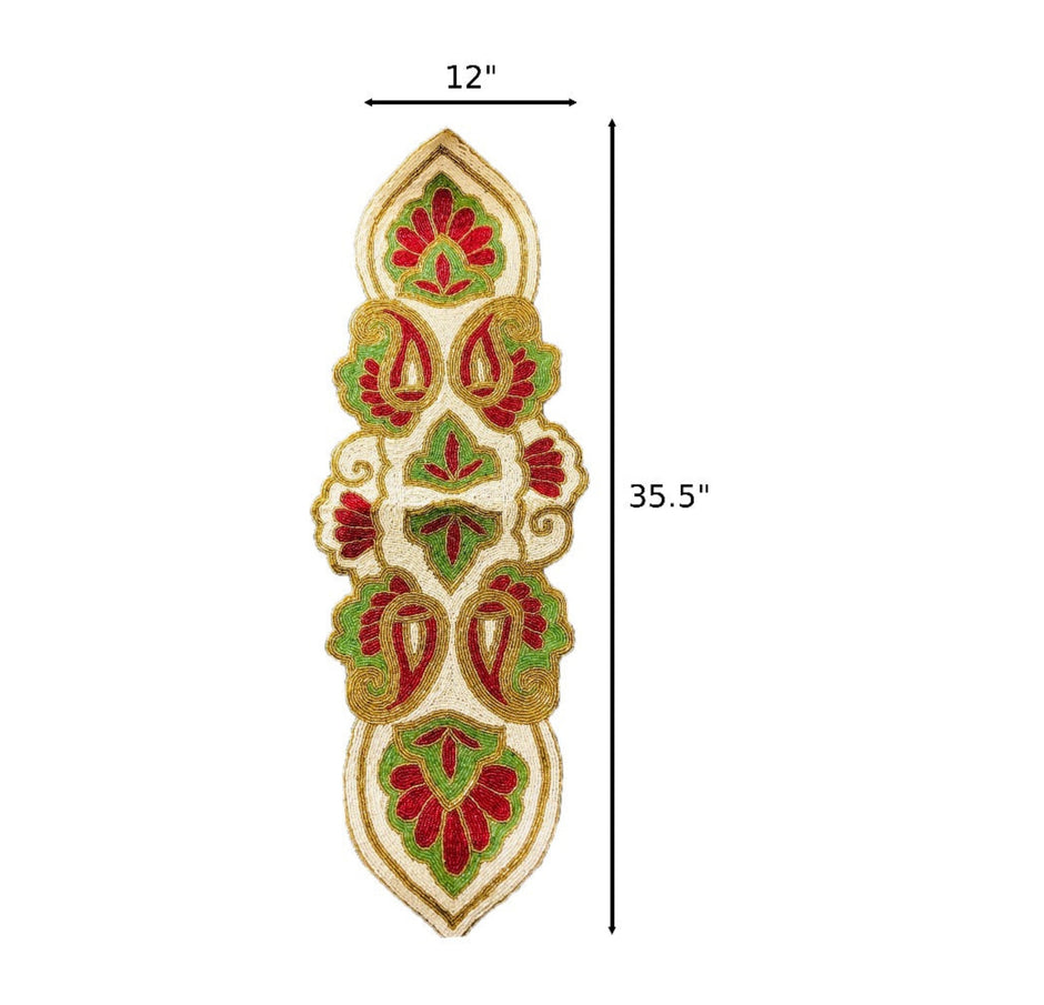 Floral Patch Cutwork Beaded Runner / Ruchi