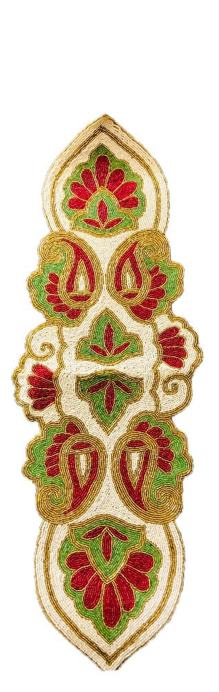 Marvelous Floral Patch Cutwork Beaded Table Runner / Ruchi