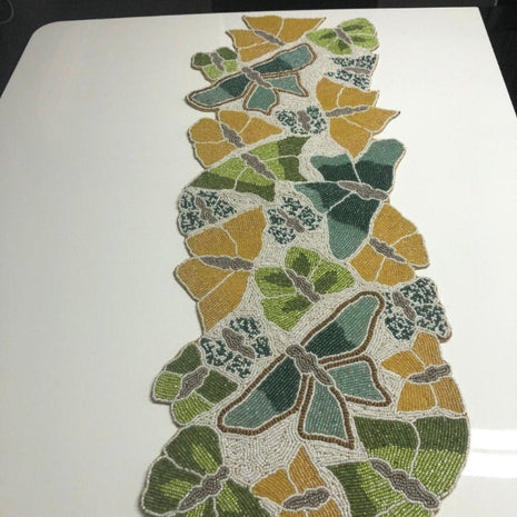 Enchanted Butterfly Beaded Table Runner / Ruchi
