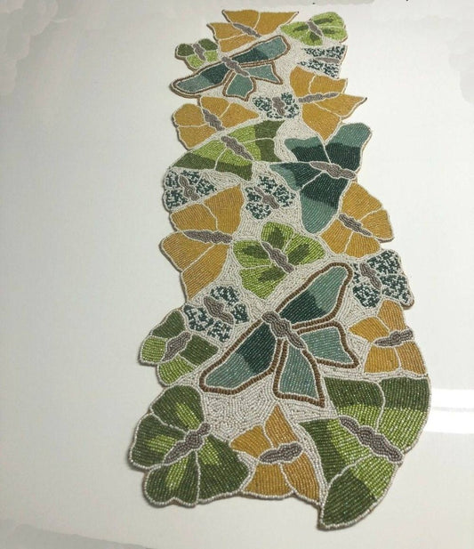 Enchanted Butterfly Beaded Table Runner / Ruchi