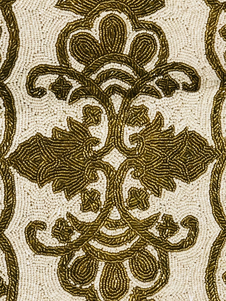 Gold White Scalloped Beaded Runner / Ruchi