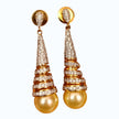 Spiral Design Cubic Zirconia Metal Pearl Earrings / Ruchi