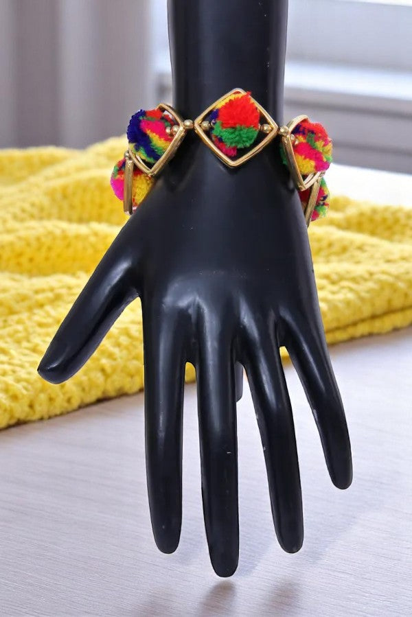 Multicolor Pom Pom Bracelet / Ruchi