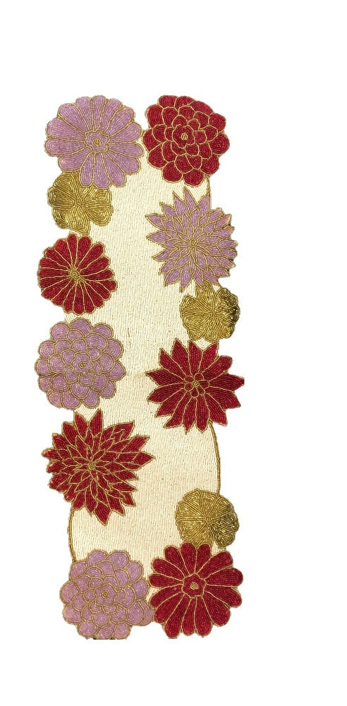 Affluent Colorful Floral Beaded Table Runner / Ruchi