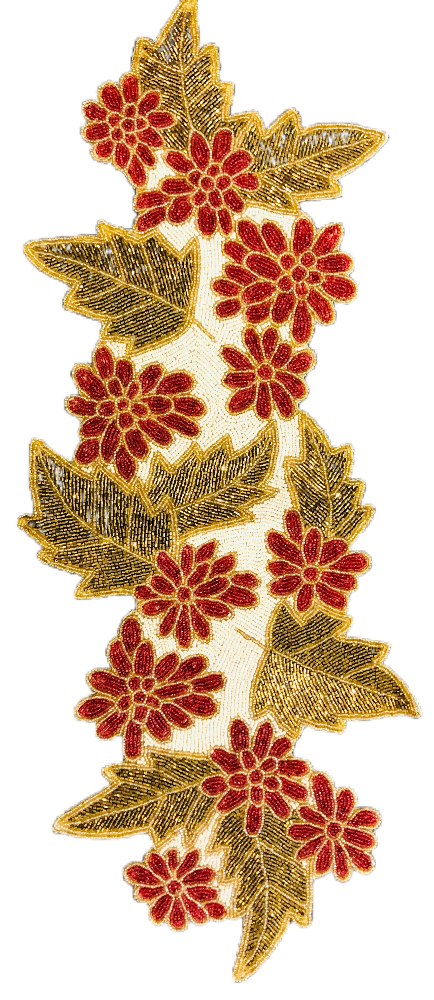 Leaf Floral Embroidered Beaded Runner/ Ruchi