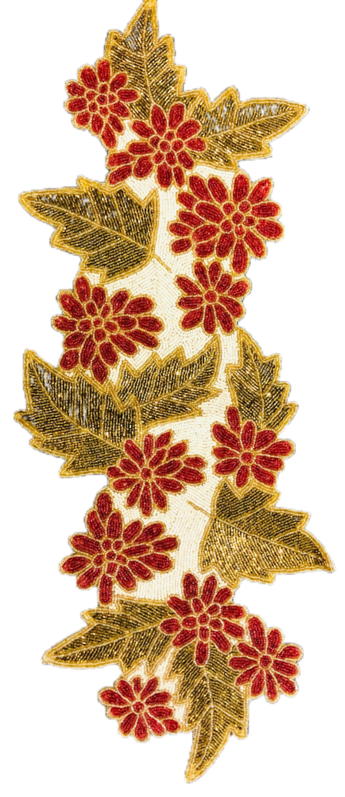 Leaf Floral Embroidered Beaded Runner/ Ruchi