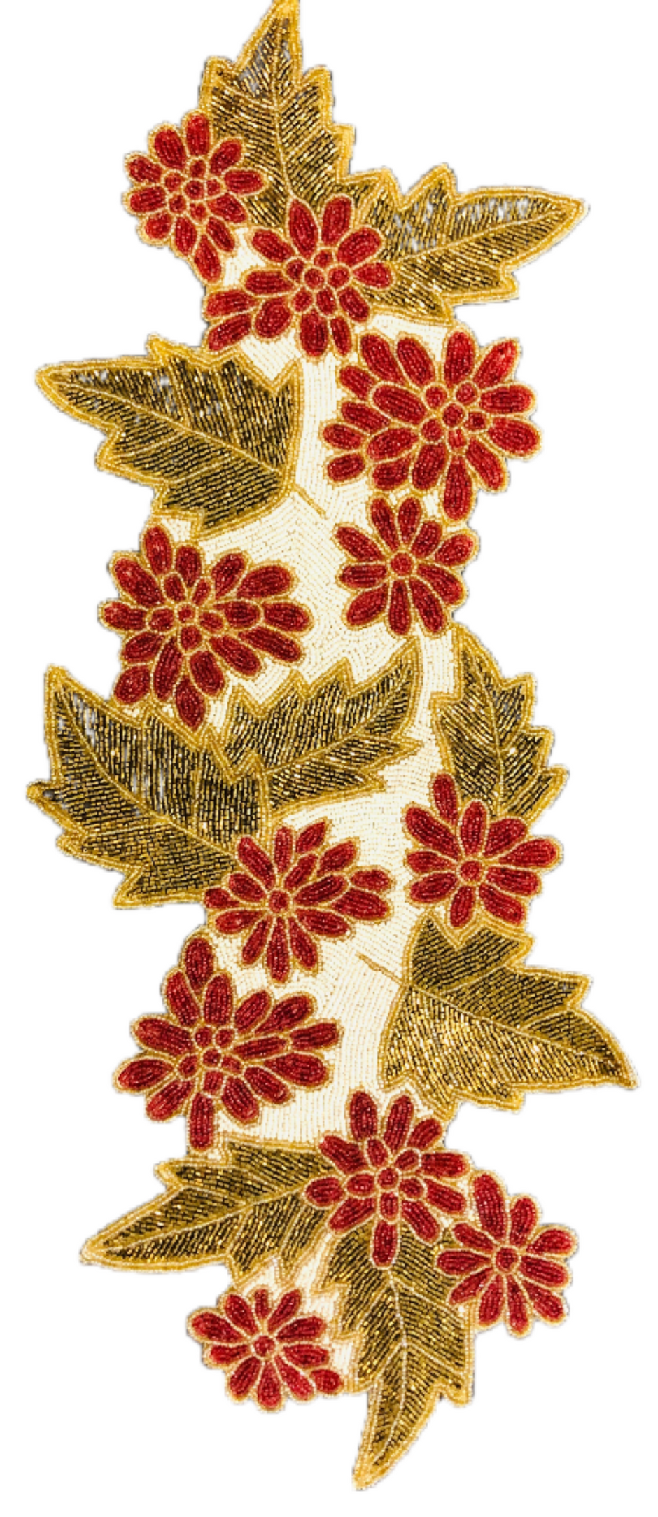 Leaf Floral Embroidered Beaded Runner/ Ruchi