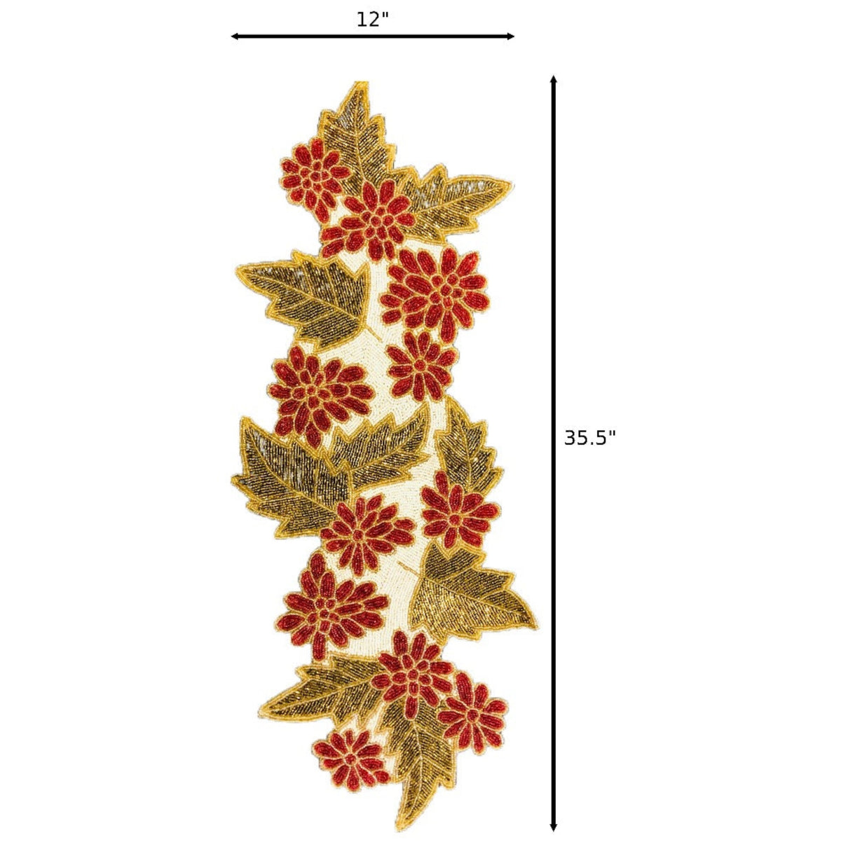 Leaf Floral Embroidered Beaded Runner / Ruchi