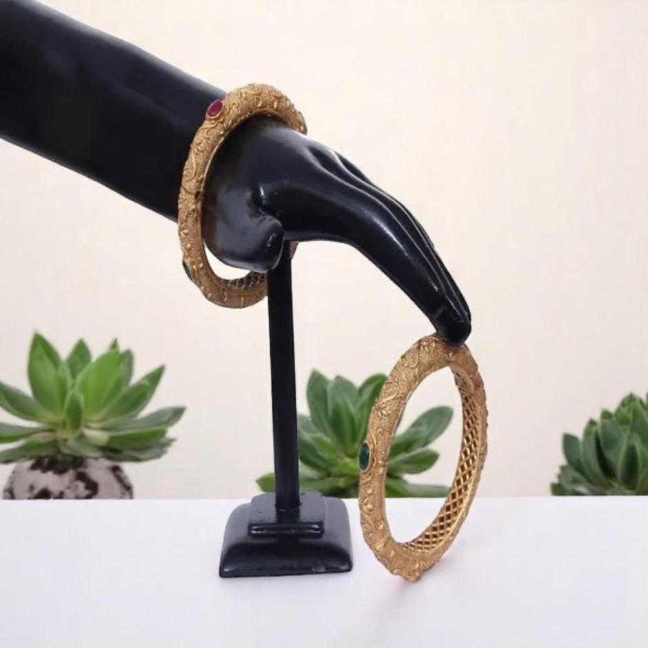 Traditional Stone-Studded Gold Bangles / Ruhi