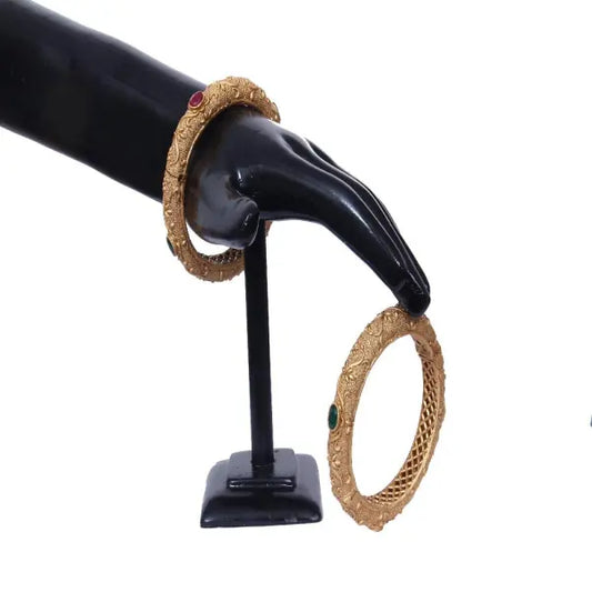 Traditional Stone-Studded Gold Bangles / Ruhi