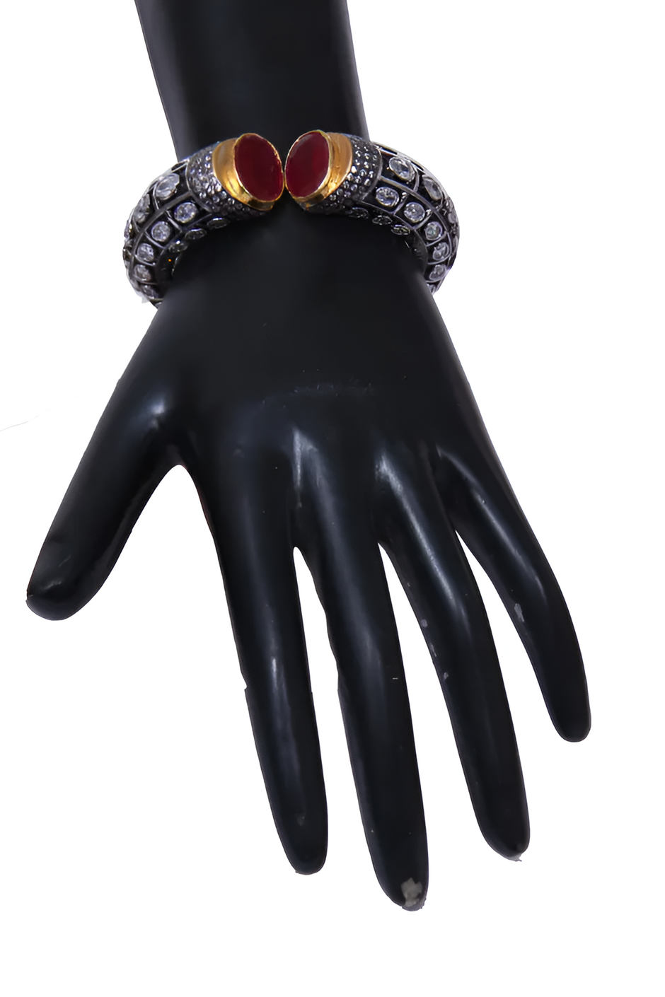 Women Metal Cuff Bangle With Stones / Ruchi