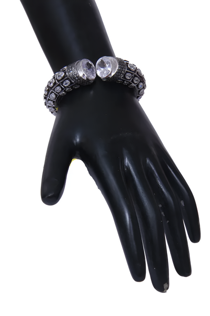 Women Metal Cuff Bangle With Stones