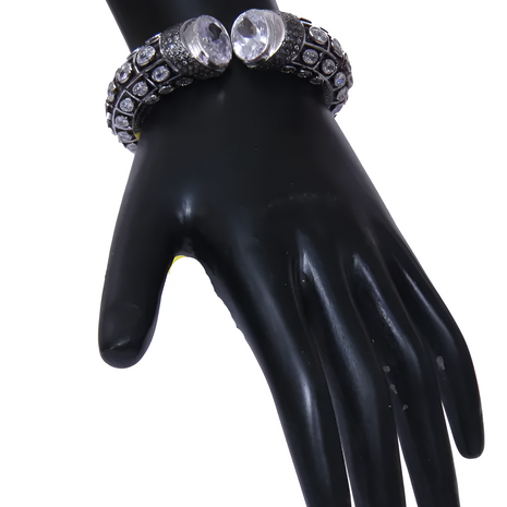 Women Metal Cuff Bangle With Stones